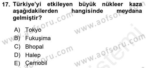 Arama Kurtarma Bilgisi ve Etik Değerler Dersi 2018 - 2019 Yılı (Final) Dönem Sonu Sınav Soruları 17. Soru