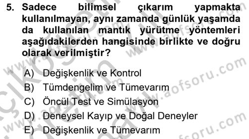 Uluslararası İlişkilerde Araştırma Yöntemleri Dersi 2018 - 2019 Yılı Yaz Okulu Sınav Soruları 5. Soru