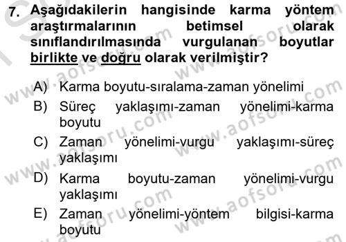 Sosyal Bilimlerde Araştırma Yöntemleri Dersi 2025 - 2026 Yılı (Final) Dönem Sonu Sınav Soruları 7. Soru