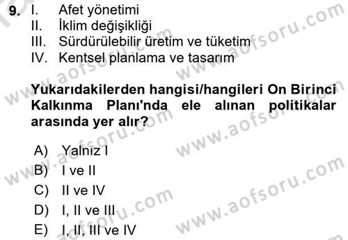 Temel Afet Bilgisi Dersi 2023 - 2024 Yılı (Final) Dönem Sonu Sınav Soruları 9. Soru