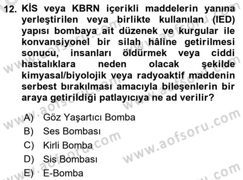 Kbrn Savunma Ve Güvenlik Dersi 2020 - 2021 Yılı Yaz Okulu Sınav Soruları 12. Soru