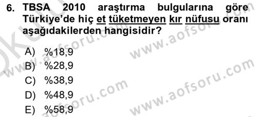Yemek Sosyolojisi Dersi 2022 - 2023 Yılı Yaz Okulu Sınav Soruları 6. Soru