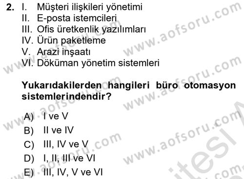 Büro Teknolojileri Dersi 2024 - 2025 Yılı (Final) Dönem Sonu Sınav Soruları 2. Soru