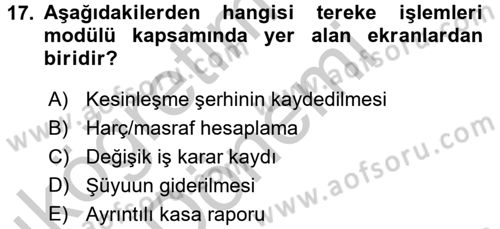 Ulusal Yargı Ağı Projesi 2 Dersi 2016 - 2017 Yılı (Vize) Ara Sınav Soruları 17. Soru