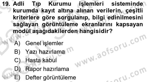 Ulusal Yargı Ağı Projesi 2 Dersi 2015 - 2016 Yılı (Final) Dönem Sonu Sınav Soruları 19. Soru