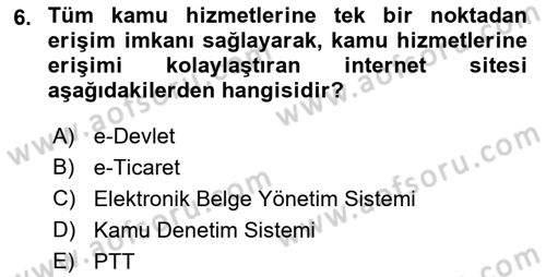 Büro Teknolojileri Dersi 2022 - 2023 Yılı (Vize) Ara Sınav Soruları 6. Soru