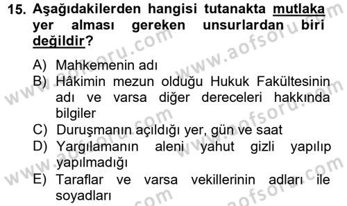 Kalem Mevzuatı Dersi 2012 - 2013 Yılı (Vize) Ara Sınav Soruları 15. Soru