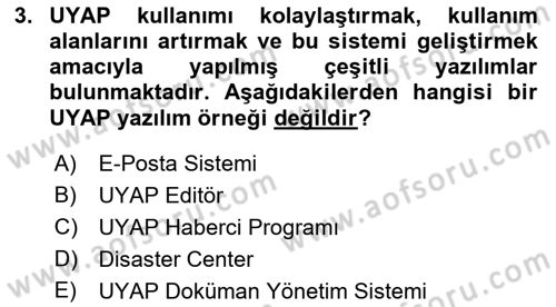 Mesleki Bilgisayar Ve Uyap Dersi 2022 - 2023 Yılı (Final) Dönem Sonu Sınav Soruları 3. Soru