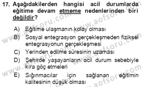 Göç Ve Göçmen Sorunları Dersi 2018 - 2019 Yılı (Vize) Ara Sınav Soruları 17. Soru