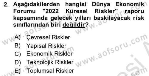 Sürdürülebilir Kentsel Dayanıklılık Dersi 2024 - 2025 Yılı (Final) Dönem Sonu Sınav Soruları 2. Soru