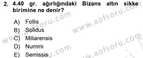 Ortaçağdan Günümüze Anadolu Uygarlıkları Dersi 2015 - 2016 Yılı (Vize) Ara Sınav Soruları 2. Soru