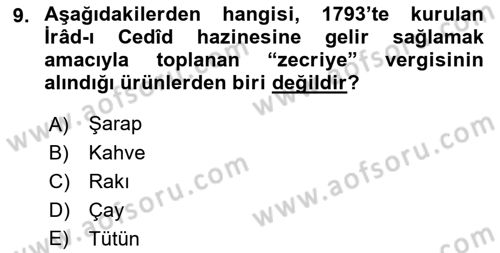 Osmanlı Mutfağı Dersi 2021 - 2022 Yılı (Final) Dönem Sonu Sınav Soruları 9. Soru