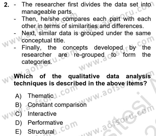 Research Methods Dersi 2021 - 2022 Yılı Yaz Okulu Sınav Soruları 2. Soru
