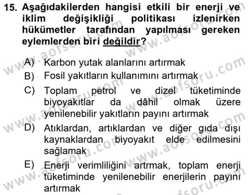Afet Risk Azaltma Politikaları Dersi 2020 - 2021 Yılı Yaz Okulu Sınav Soruları 15. Soru