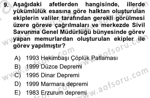 Arama Kurtarma Bilgisi ve Etik Değerler Dersi 2021 - 2022 Yılı (Vize) Ara Sınav Soruları 9. Soru