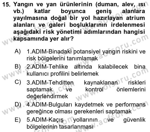 Yangın ve Yangın Güvenliği Dersi 2025 - 2026 Yılı (Vize) Ara Sınav Soruları 15. Soru