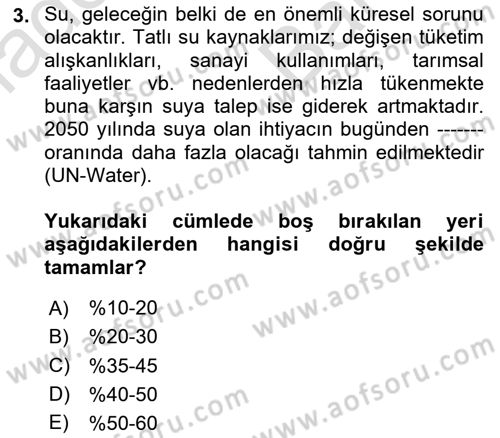 Sürdürülebilir Kentsel Dayanıklılık Dersi 2024 - 2025 Yılı (Vize) Ara Sınav Soruları 3. Soru