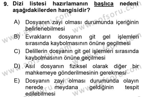 Kalem Mevzuatı Dersi 2015 - 2016 Yılı (Vize) Ara Sınav Soruları 9. Soru