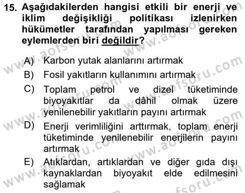 Afet Risk Azaltma Politikaları Dersi 2018 - 2019 Yılı Yaz Okulu Sınav Soruları 15. Soru