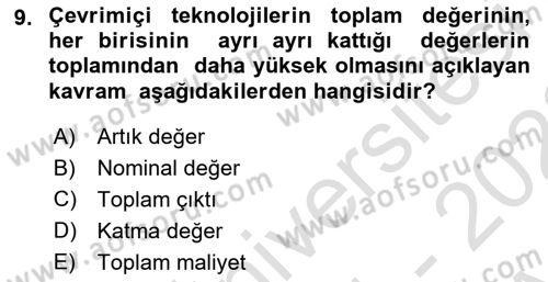 Büro Teknolojileri Dersi 2021 - 2022 Yılı (Vize) Ara Sınav Soruları 9. Soru