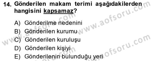 Hukuk Dili Ve Adli Yazışmalar Dersi 2014 - 2015 Yılı (Vize) Ara Sınav Soruları 14. Soru