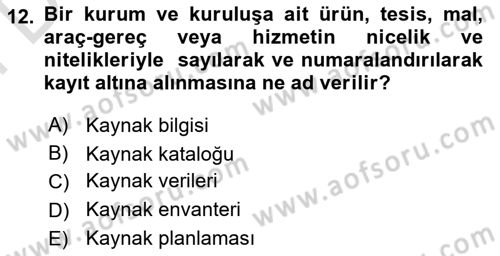 Acil Durum ve Afetlerde Ulaştırma Yönetimi ve Uygulamaları Dersi 2024 - 2025 Yılı (Final) Dönem Sonu Sınav Soruları 12. Soru