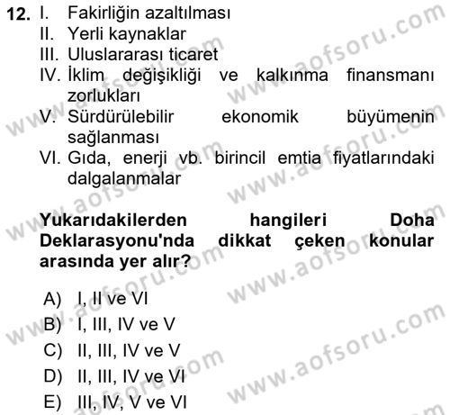 Sürdürülebilir Kentsel Dayanıklılık Dersi 2024 - 2025 Yılı (Vize) Ara Sınav Soruları 12. Soru