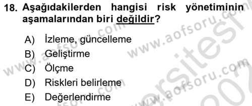 Kent, Planlama ve Afet Risk Yönetimi Dersi 2023 - 2024 Yılı (Final) Dönem Sonu Sınav Soruları 18. Soru