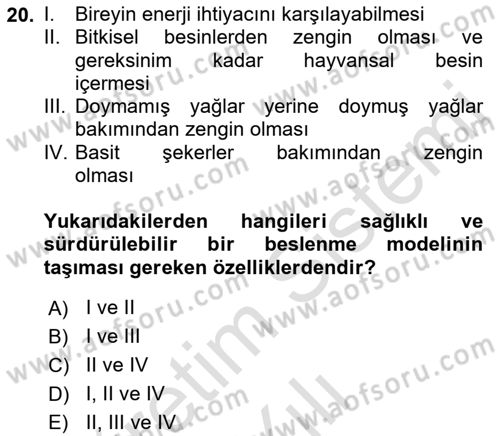 Gastronomi Ve Sürdürülebilirlik Dersi 2021 - 2022 Yılı Yaz Okulu Sınav Soruları 20. Soru