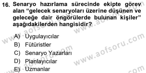 Acil Durum ve Afetlerde Ulaştırma Yönetimi ve Uygulamaları Dersi 2021 - 2022 Yılı Yaz Okulu Sınav Soruları 16. Soru