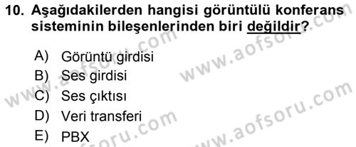 Büro Teknolojileri Dersi 2018 - 2019 Yılı Yaz Okulu Sınav Soruları 10. Soru
