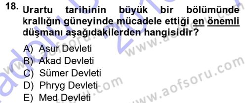 Anadolu Arkeolojisi Dersi 2013 - 2014 Yılı (Vize) Ara Sınav Soruları 18. Soru