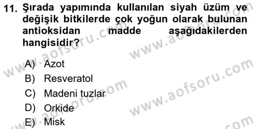 İçecek Bilgisi Dersi 2023 - 2024 Yılı Yaz Okulu Sınav Soruları 11. Soru