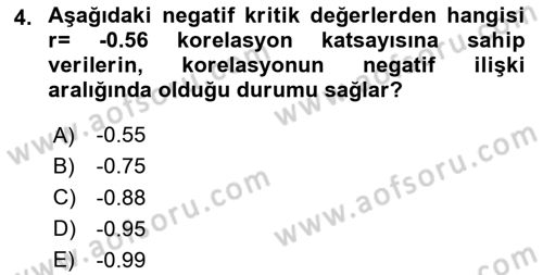 Veri Analizi Ve Değerlendirme Dersi 2023 - 2024 Yılı Yaz Okulu Sınav Soruları 4. Soru