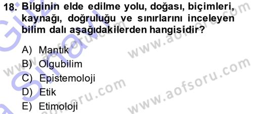 Sosyal Bilimlerde Araştırma Yöntemleri Dersi 2014 - 2015 Yılı (Vize) Ara Sınav Soruları 18. Soru