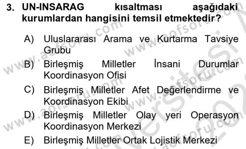 Arama Kurtarma Bilgisi ve Etik Değerler Dersi 2021 - 2022 Yılı (Vize) Ara Sınav Soruları 3. Soru
