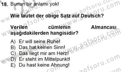 Almanca 3 Dersi 2013 - 2014 Yılı Tek Ders Sınav Soruları 18. Soru