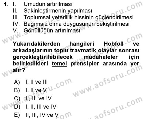 Afet Psikolojisi ve Sosyolojisi Dersi 2023 - 2024 Yılı (Final) Dönem Sonu Sınav Soruları 1. Soru