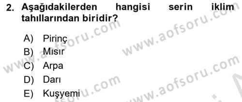 Gıda Coğrafyası Dersi 2021 - 2022 Yılı (Vize) Ara Sınav Soruları 2. Soru
