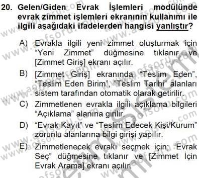 Ulusal Yargı Ağı Projesi 1 Dersi 2015 - 2016 Yılı (Vize) Ara Sınav Soruları 20. Soru