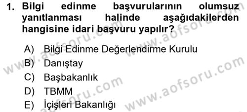 İdari Yargı Dersi 2016 - 2017 Yılı (Vize) Ara Sınav Soruları 1. Soru