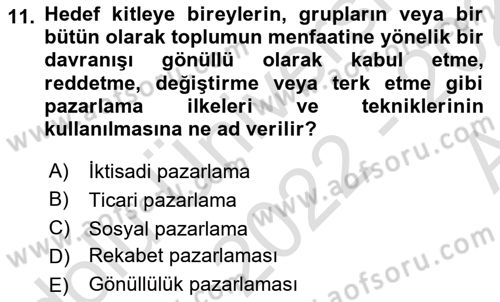 Acil Durum ve Afet Farkındalık Eğitimi Dersi 2022 - 2023 Yılı (Vize) Ara Sınav Soruları 11. Soru