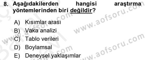Uluslararası İlişkilerde Araştırma Yöntemleri Dersi 2015 - 2016 Yılı (Vize) Ara Sınav Soruları 8. Soru