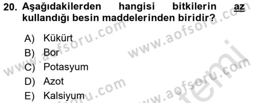 Gıda Coğrafyası Dersi 2016 - 2017 Yılı (Vize) Ara Sınav Soruları 20. Soru