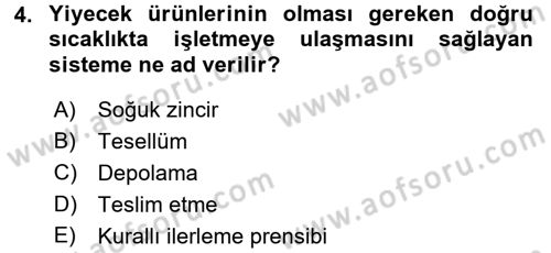 Mutfak Hizmetleri Yönetimi Dersi 2016 - 2017 Yılı (Final) Dönem Sonu Sınav Soruları 4. Soru