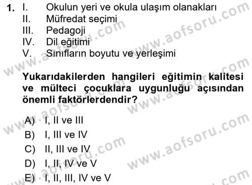 Göç Ve Göçmen Sorunları Dersi 2018 - 2019 Yılı 3 Ders Sınav Soruları 1. Soru