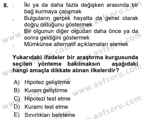 Uluslararası İlişkilerde Araştırma Yöntemleri Dersi 2025 - 2026 Yılı (Vize) Ara Sınav Soruları 8. Soru