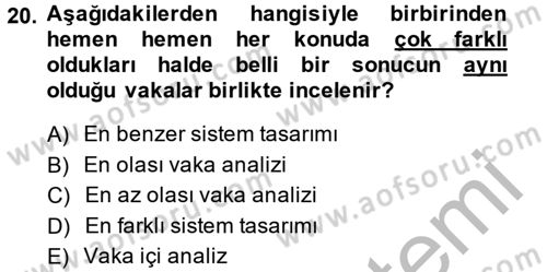 Uluslararası İlişkilerde Araştırma Yöntemleri Dersi 2013 - 2014 Yılı (Vize) Ara Sınav Soruları 20. Soru