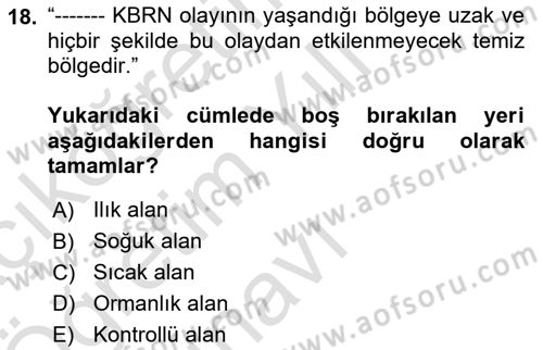 Kbrn Savunma Ve Güvenlik Dersi 2024 - 2025 Yılı Yaz Okulu Sınav Soruları 18. Soru