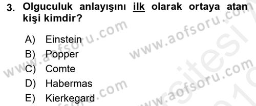 Sosyal Bilimlerde Araştırma Yöntemleri Dersi 2018 - 2019 Yılı (Vize) Ara Sınav Soruları 3. Soru